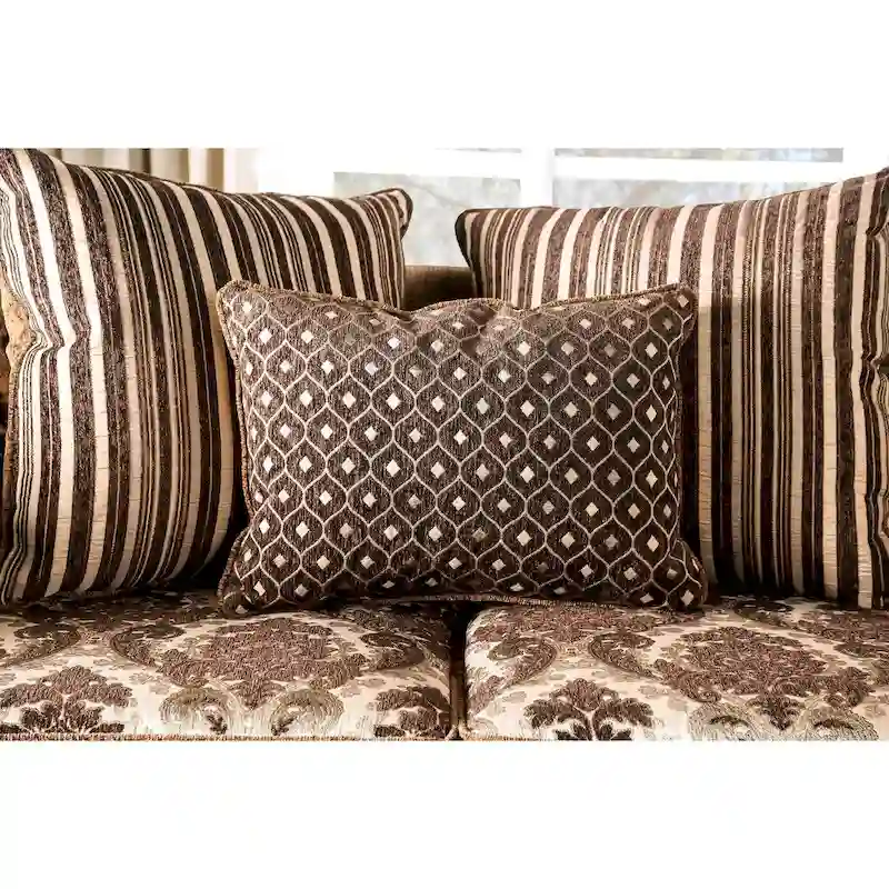 Brown Chenille Upholstered Rolled Arms Sofa by Furniture