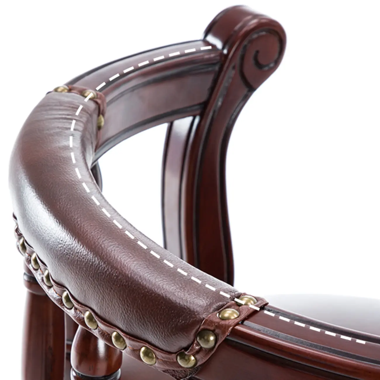 Swivel Counter Height Bar Stools in Genuine Leather & Walnut Solid Wood