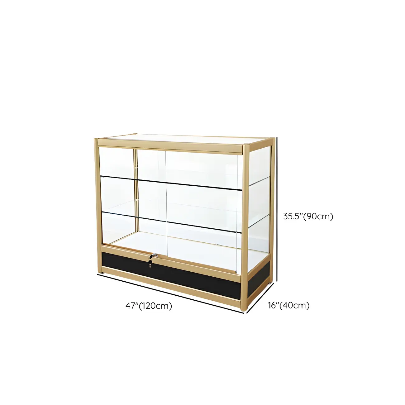 Gold Rectangular Metal Frame Glass Curio Cabinet