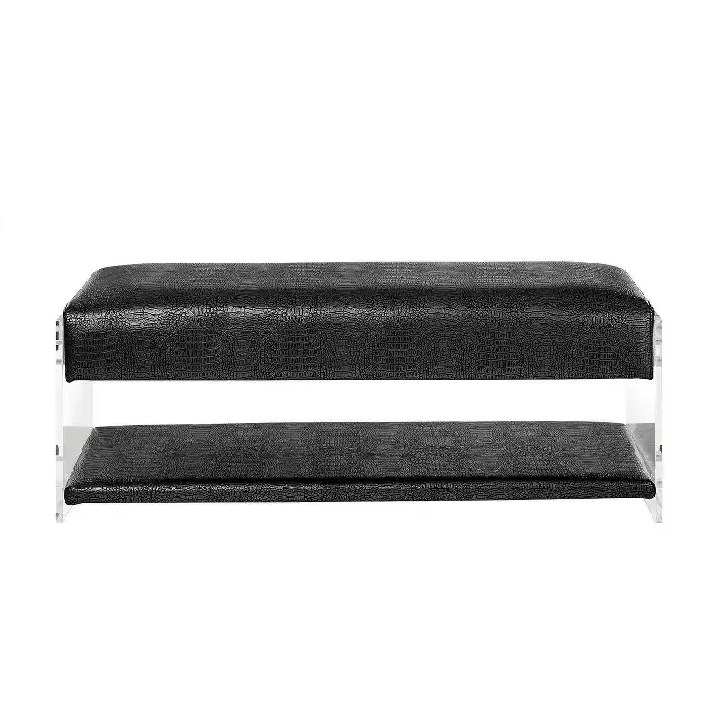 Inspired Home Galileo PU Leather Acrylic Shelf Bench