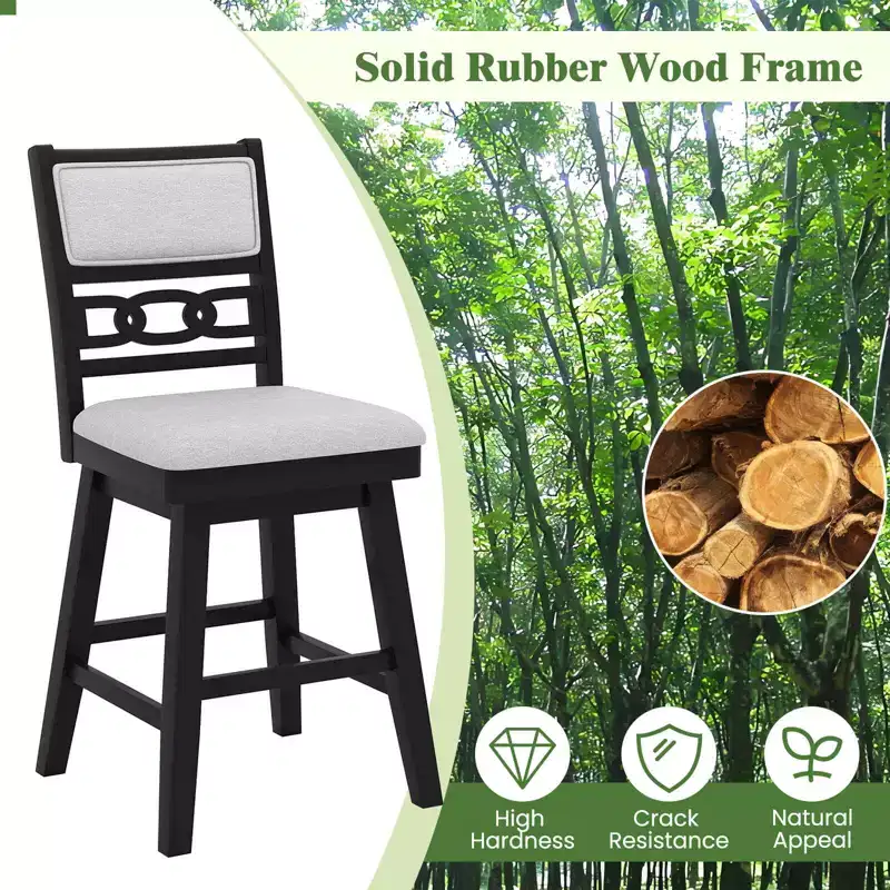 Costway 25 Swivel Counter Height Chairs Set of 2/4 with Upholstered Hollow Backrest