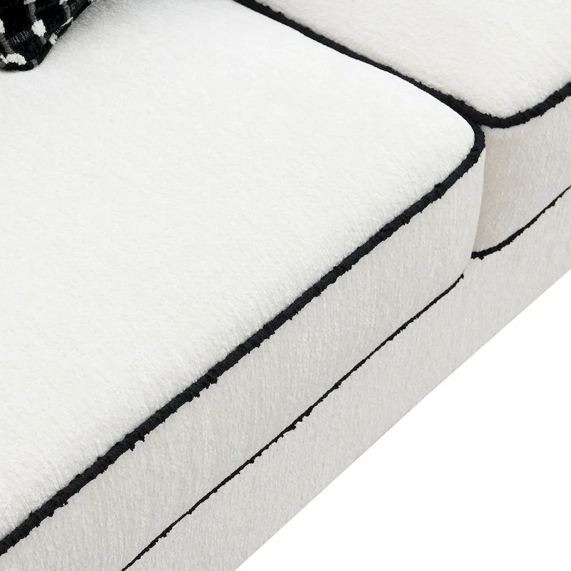 White Chenille Loveseat with Accent Pillows