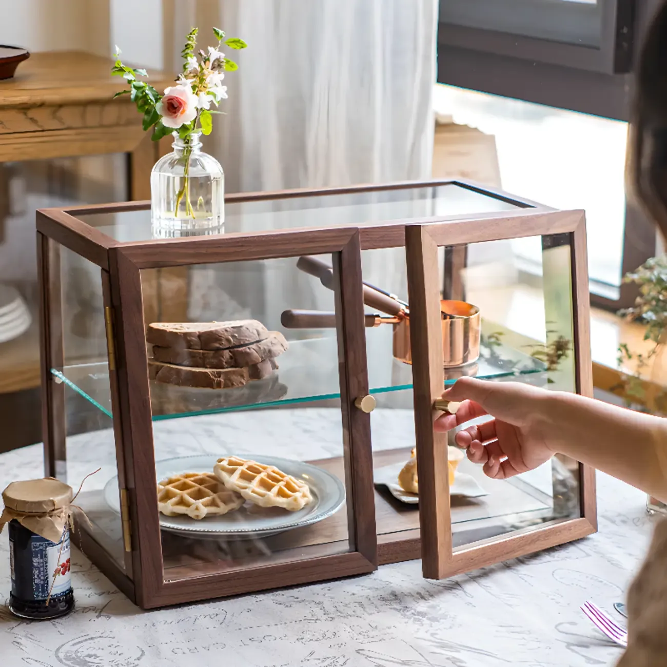 Small Wooden Glass Display Curio Cabinet Tableytop