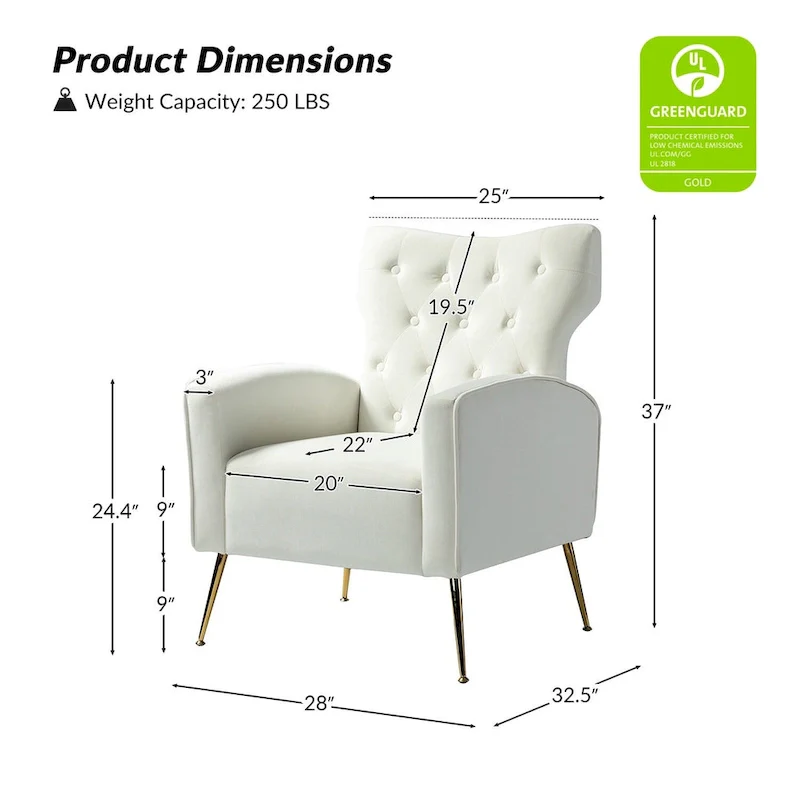 Abadiana Accent Tufted Chair with Metal Base by HULALA HOME