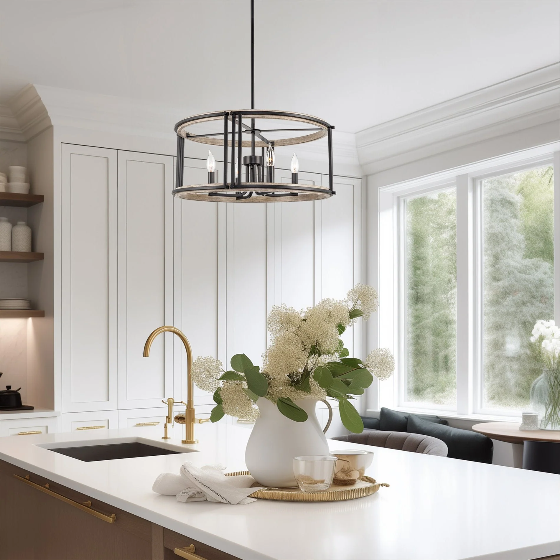 Vista 23 4-Light Modern Farmhouse Drum Pendant Light