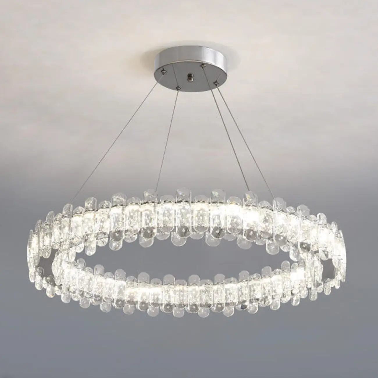 Gold Crystal Circular Glass Beads Modern Chandelier