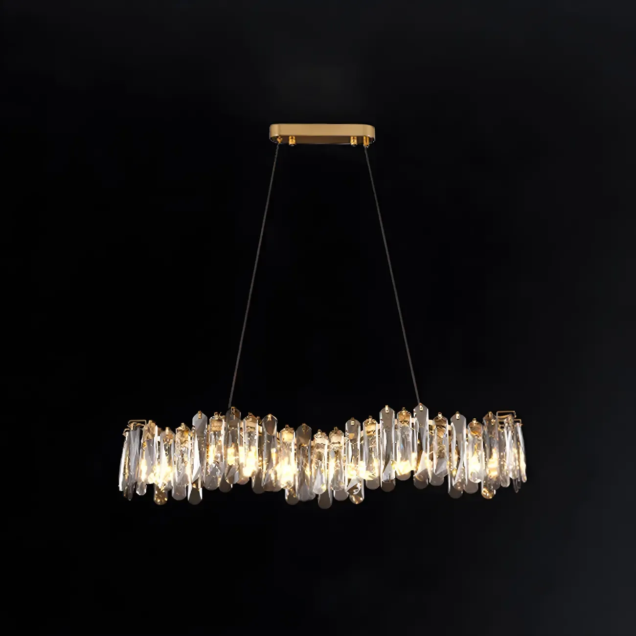 Elegant Grey Crystal Linear Island Pendant Light