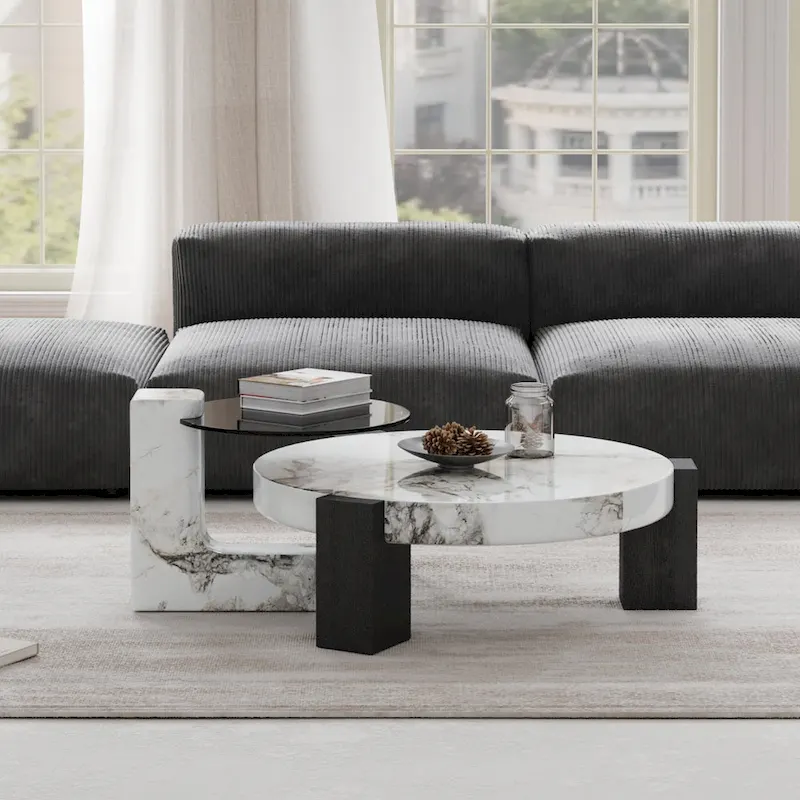Set of 2 Round Nesting Coffee Table Set