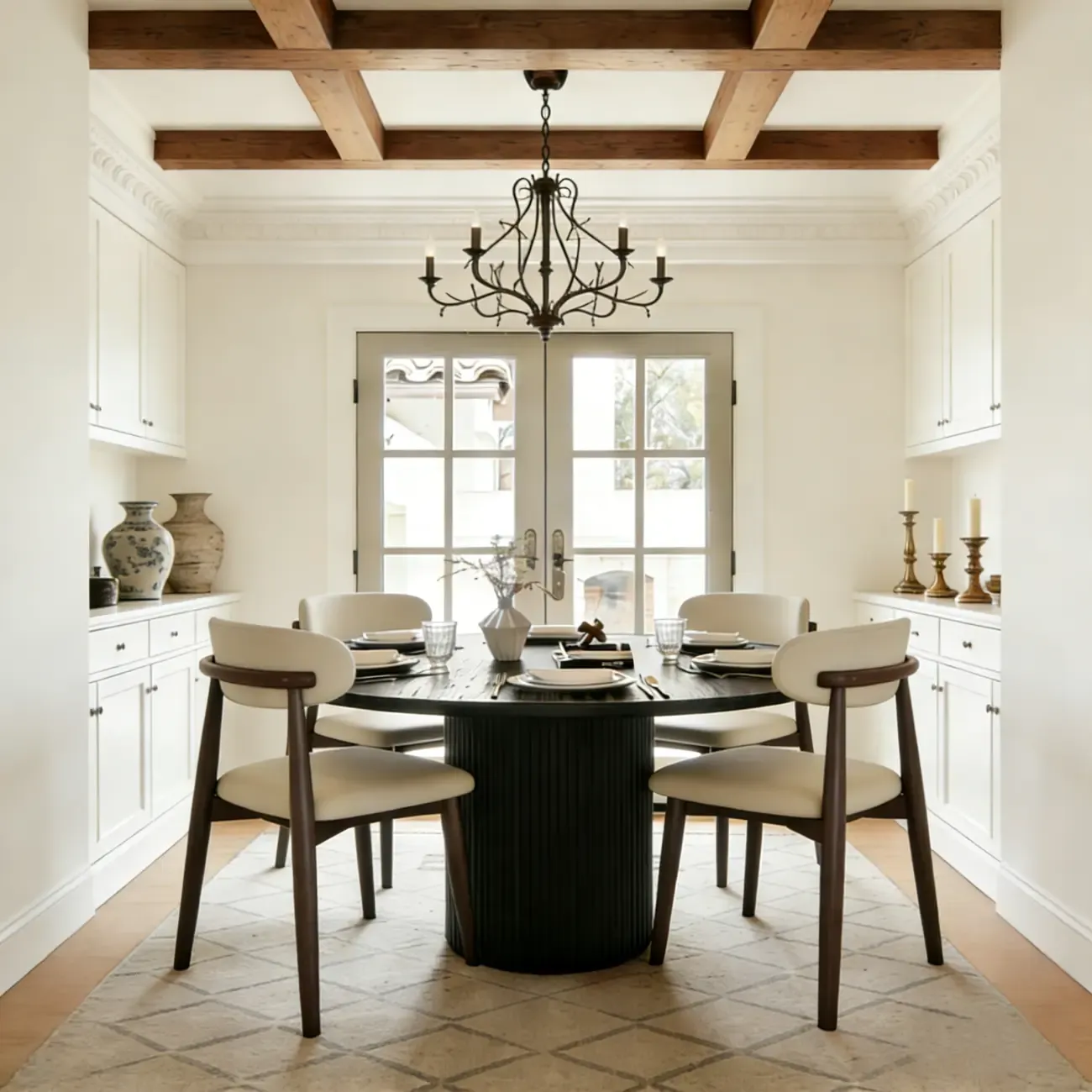 Mid-Century Modern Wooden Dining Chair Set of 2