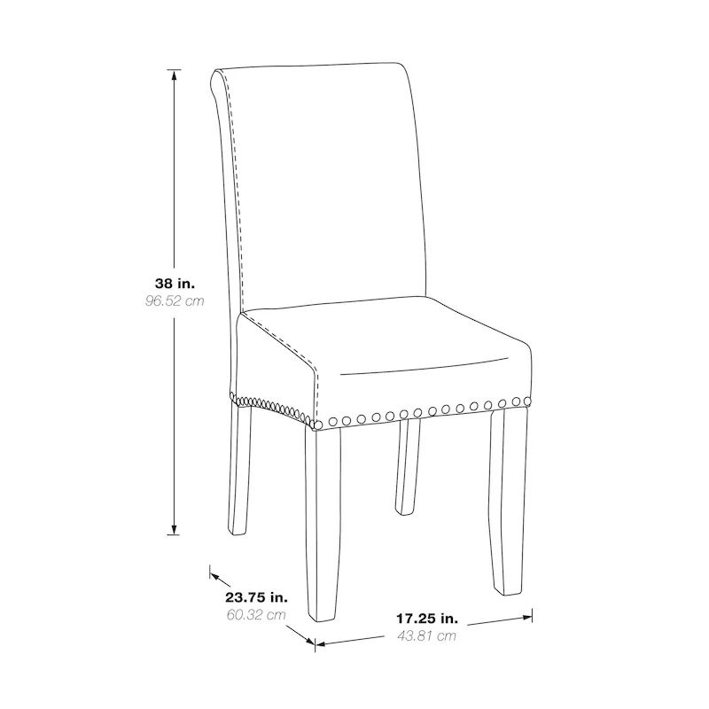 Brown Faux Leather Parsons Dining Chair with Nailhead Trim, 1-Person