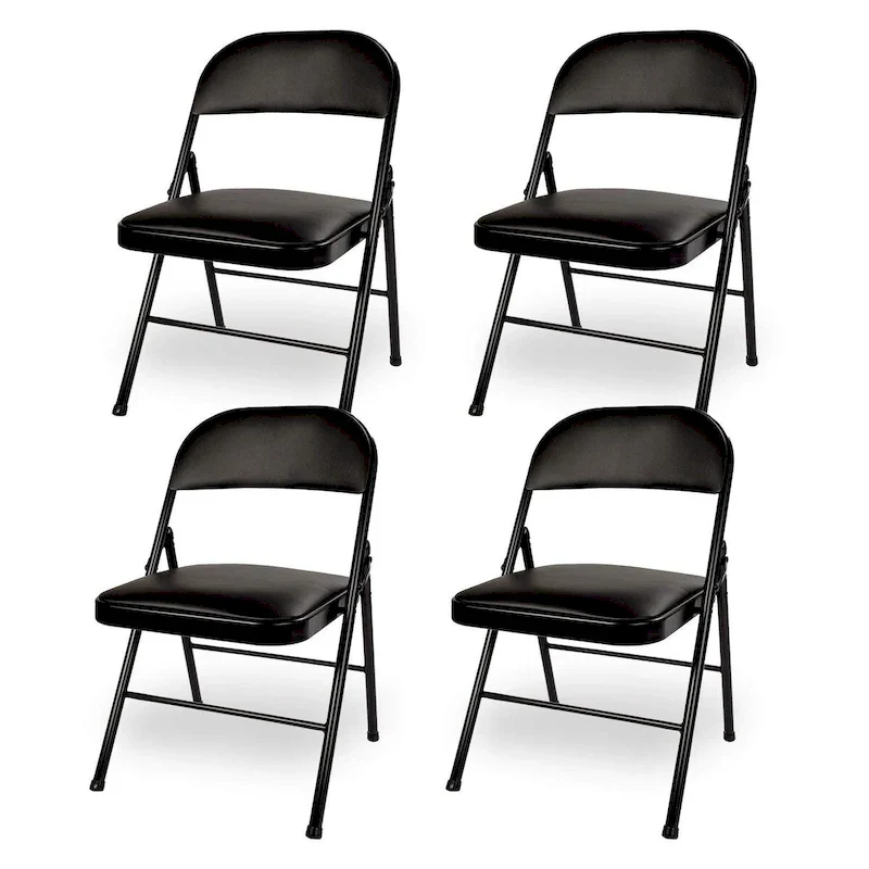 Javlergo 4 Pack Folding Chairs with Padded Cushion, Indoor Outdoor Portable Metal Chairs for Home Office