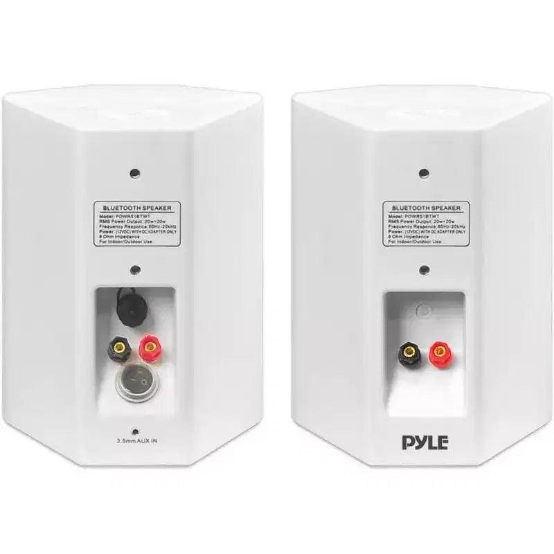 Pyle Wall Mount Water-Resistant & Bluetooth 5.25 Indoor/Outdoor Speaker System, White