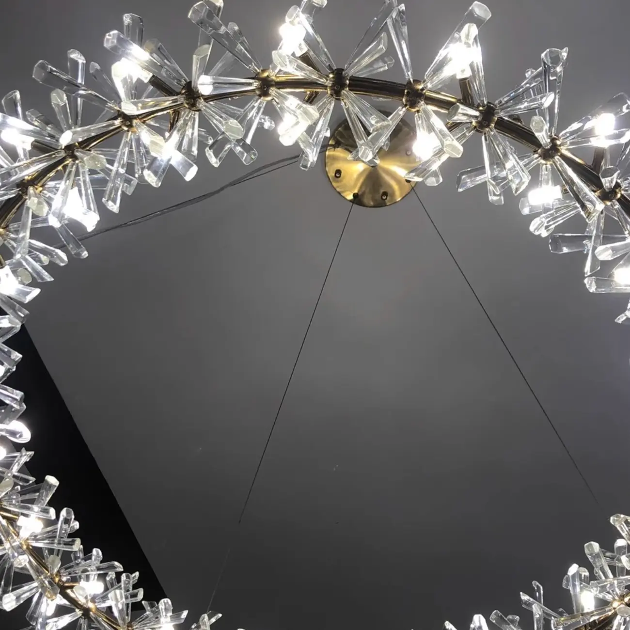 Gold Circular Crystal Chandelier Modern Design Light