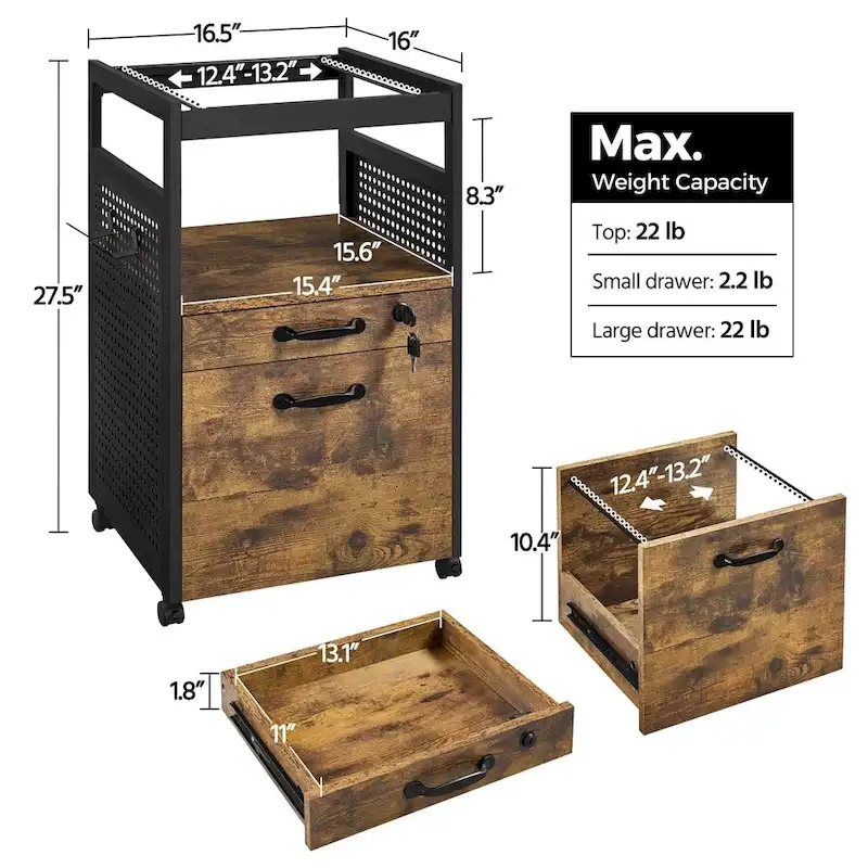 Yaheetech Office File Cabinet with Open Storage Shelf Mobile File Cart