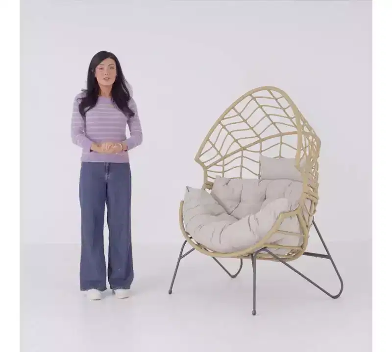 GRANDPATIO Steel Patio Wicker Chair with Cushions