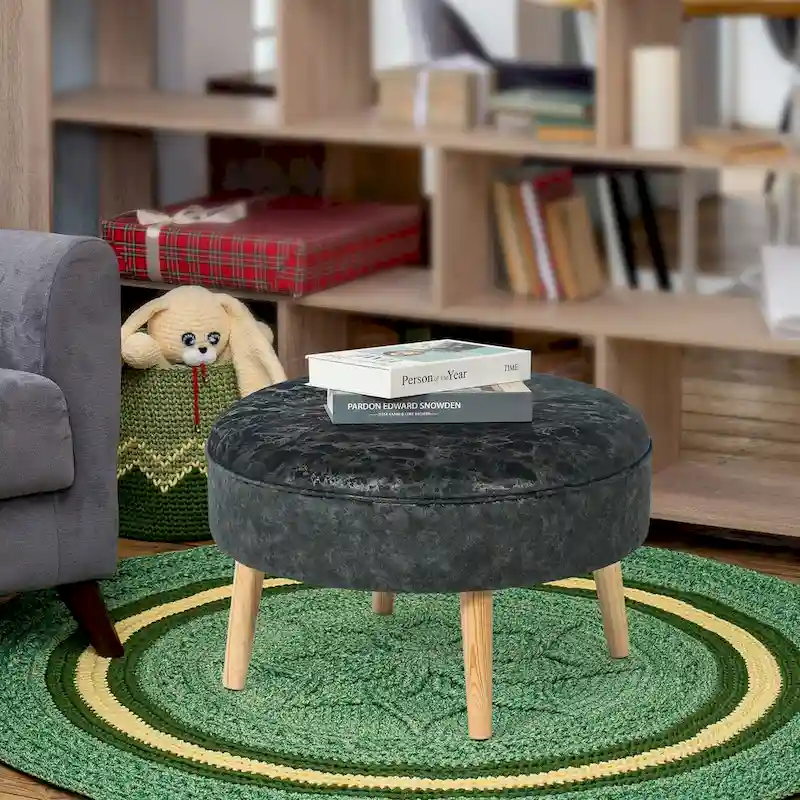 Adeco Carrington Juttersbo Round Tufted Fabric Ottoman