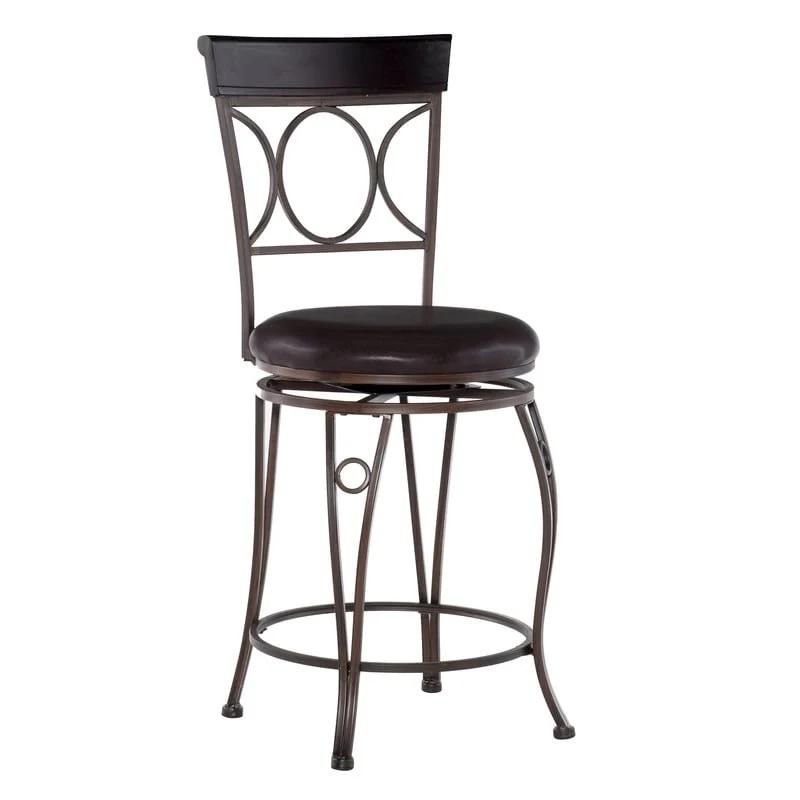 Linon Black Spiral Back Faux Leather Counter Stool