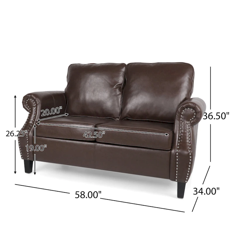 Lawton Faux Leather Loveseat with Nailhead Trim by Christopher Knight Home