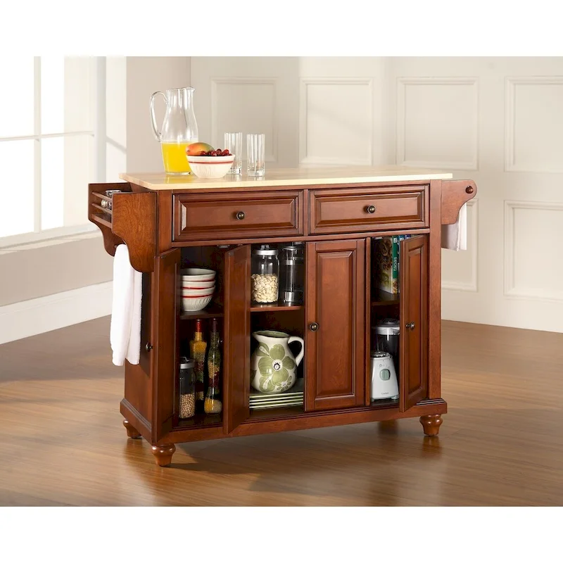 Crosley Cambridge Natural Wood Top Kitchen Island