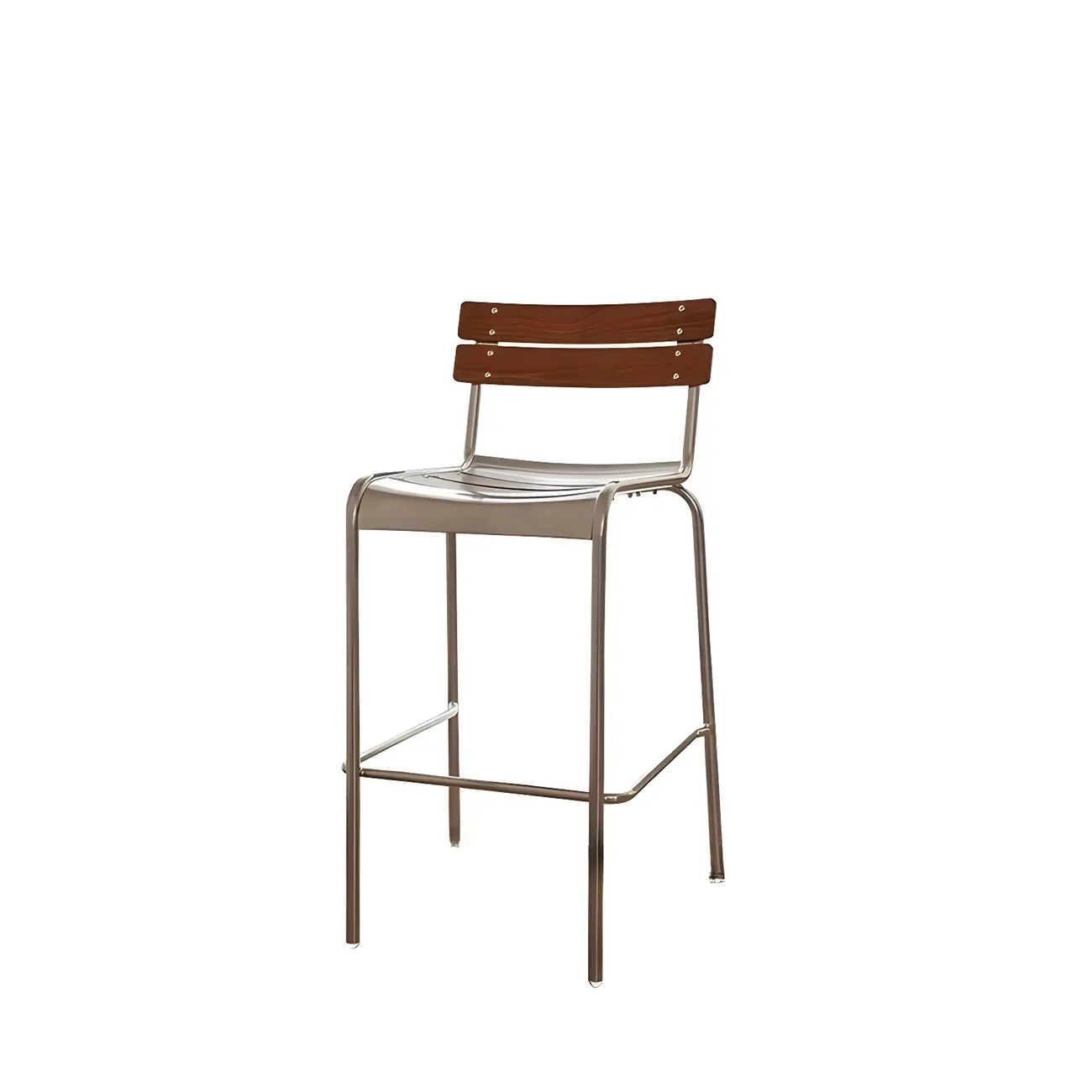 Modern Metal Frame Sleek Wood Back Stackable Bar Stool