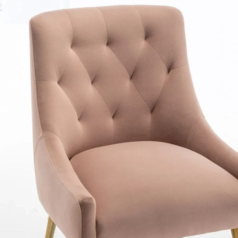 Modern Dining Chairs Set of 2, Upholstered Accent Chair Tufted Back Armless Chair with Back Pull