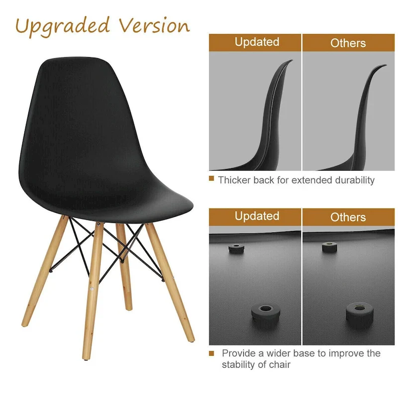 Set of 2 Modern Dining Side Chairs with Wood Legs