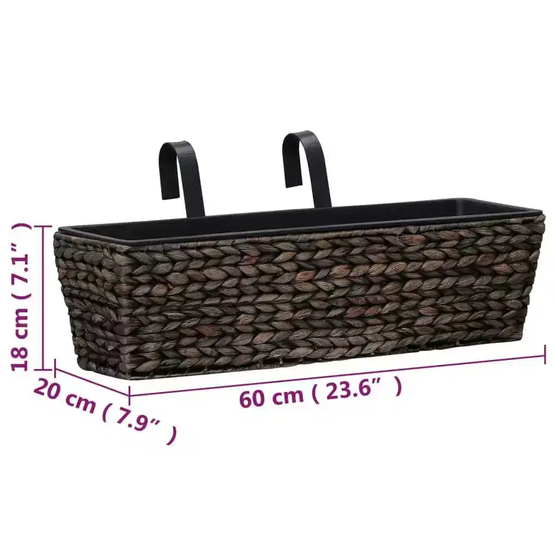 vidaXL Railing Planters Balcony Deck Planters with Inner 2 pcs Water Hyacinth