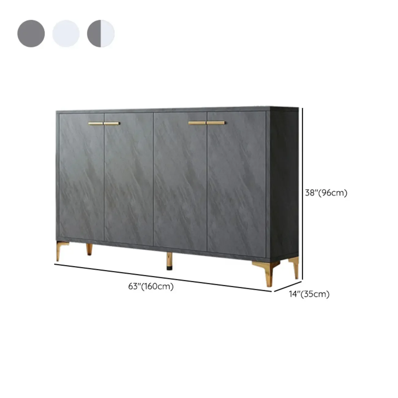 Elegant Grey Wood Hallway Shoe Cabinet with Metal Legs