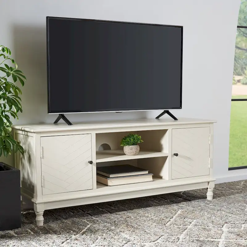SAFAVIEH Echo 2-Door 2-Shelf Storage TV Media Stand - 47.3 W x 15.8 L x 20 H - 47Wx16Dx20H