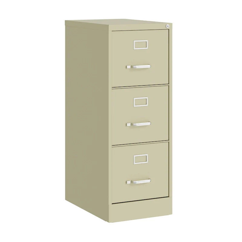 Vertical File Cabinet with Lock - Grey/Beige/Black, 3-Drawer