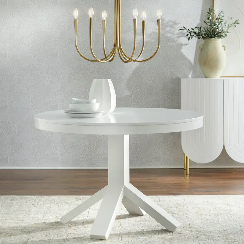 White Round Pedestal Dining Table for 2-4