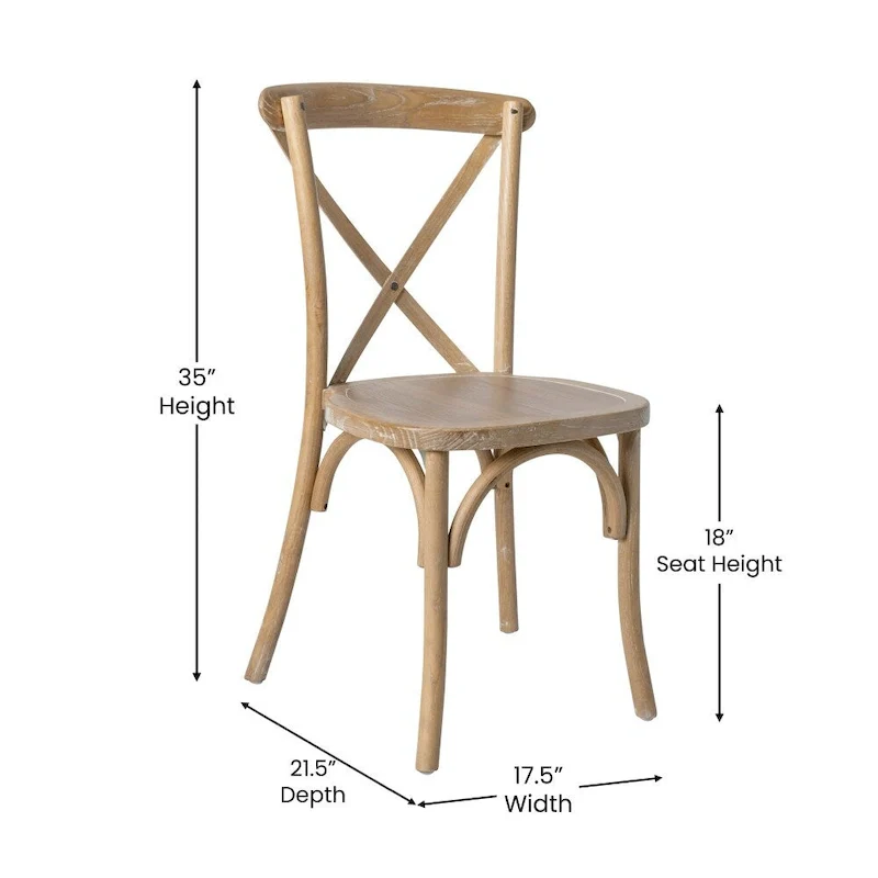 Modern Solid Wood Stacking Cross Back Dining Chairs (Set of 2)