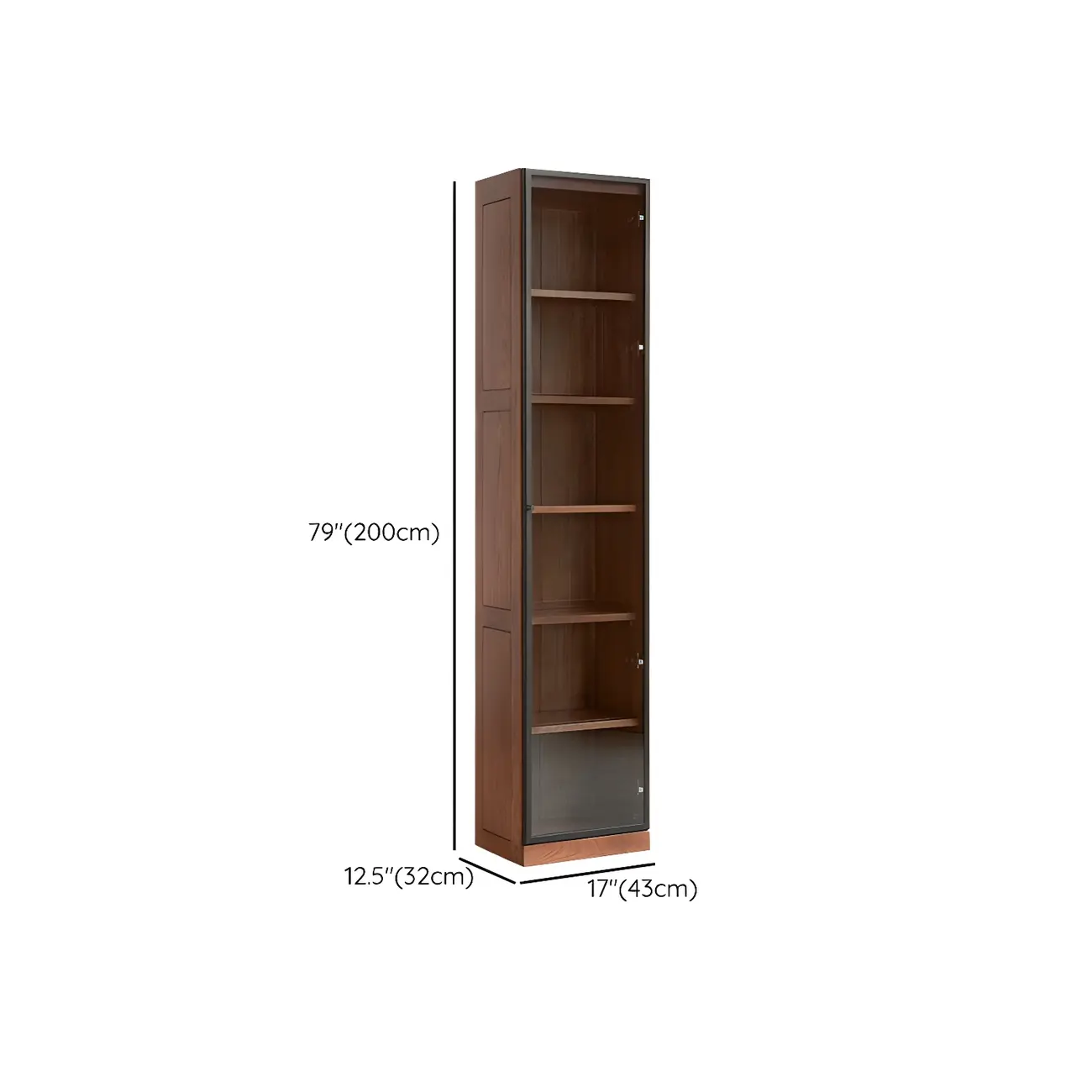 Adjustable Shelves Glass Solid Wood Display Wine Cabinet
