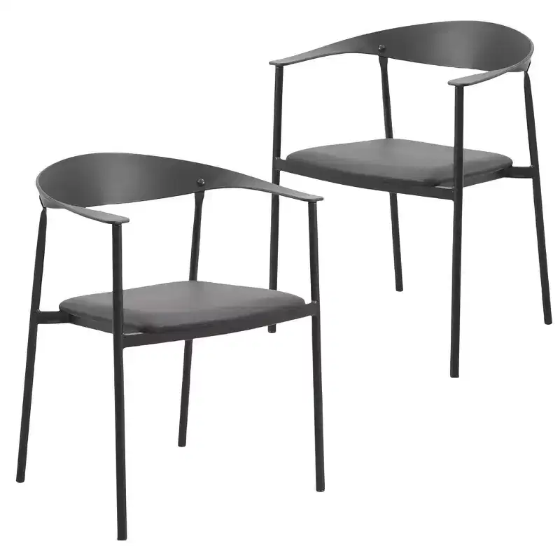 LeisureMod Kora Modern Dining Chair Set of 2  Upholstered Faux Leather with Steel Legs, Comfortable, Stylish Seating for Dining Rooms & Kitchens