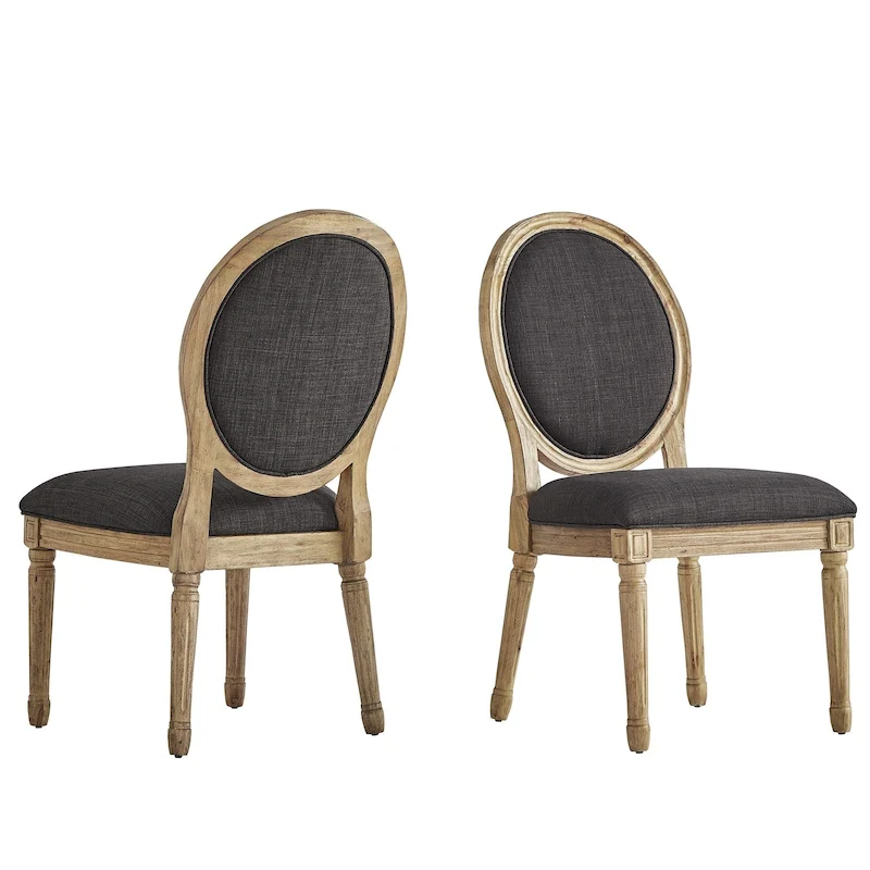 Deana Round Linen and Wood Dining Chairs (Set of 2) by iNSPIRE Q Artisan