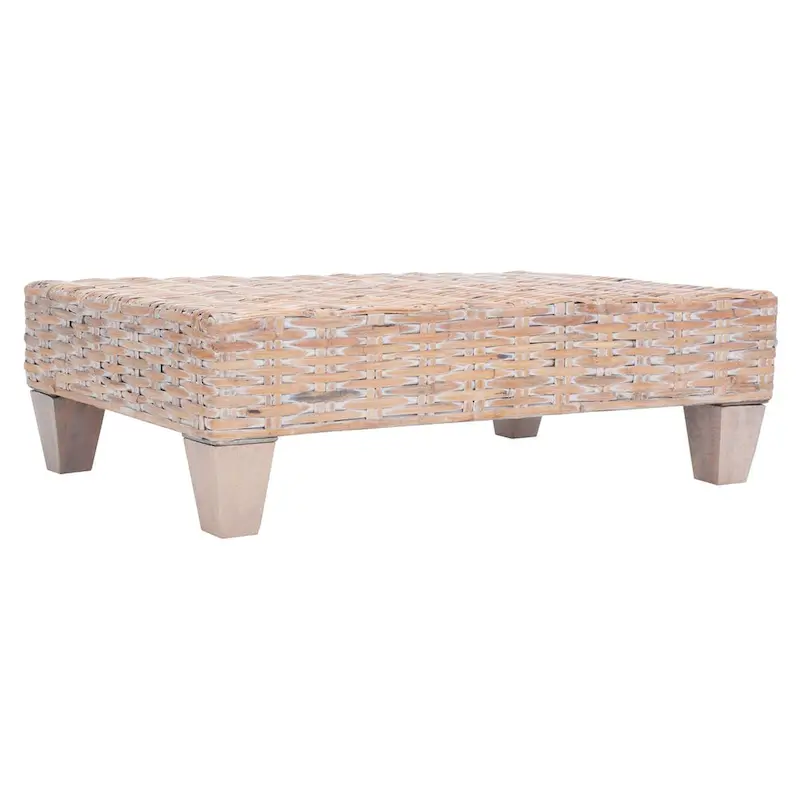 SAFAVIEH Caron Washed Natural Wicker Bench - 41  W x 28  D x 12  H - 41Wx28Dx12H