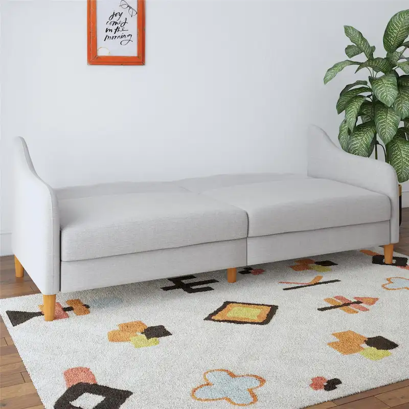 Convertible Coil Futon with Linen Upholstery