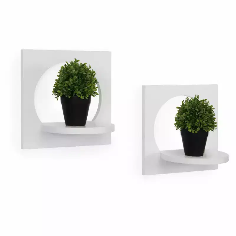 Danya B. 11.6" x 7.7" 2pc Round Silhouette Shelf Set White: Includes Mounting Hardware, MDF Composite Material