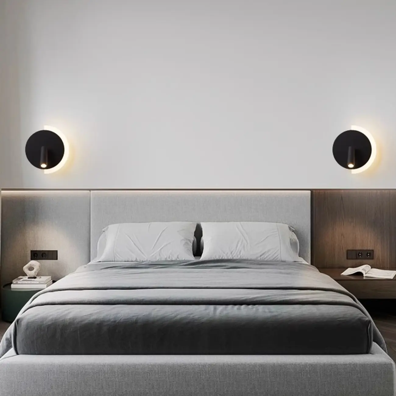 Mini Geometric 2-Light Black-Gold Wall Sconce in Rotatable