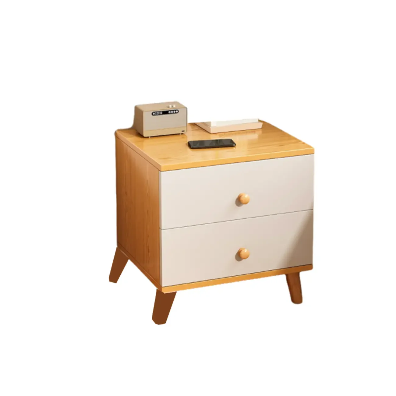 Modern Wooden Bedside Table with Dual Drawers