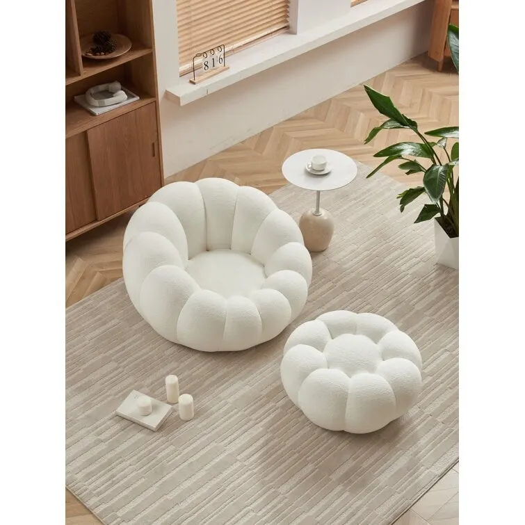 3D Fabric Upholstered Accent Chair and Ottoman