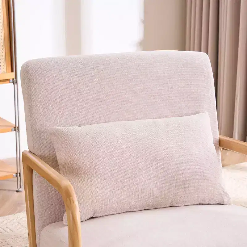 FERPIT Modern Upholstered Accent Chair with Lumbar Pillow, Relaxing Armchair with Solid Wood Frame & Soft Cushion, Beige