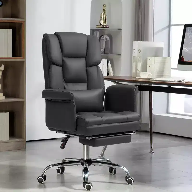 Executive Office Chair with Footrest & Lumbar Support — PU Leather, Ergonomic, Reclining, Swivel