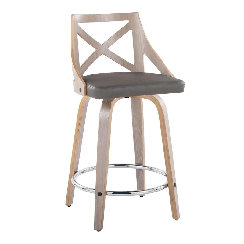The Gray Barn Charlotte 24 Fixed-Height Counter Stool with Bent Wood Legs (Set of 2)
