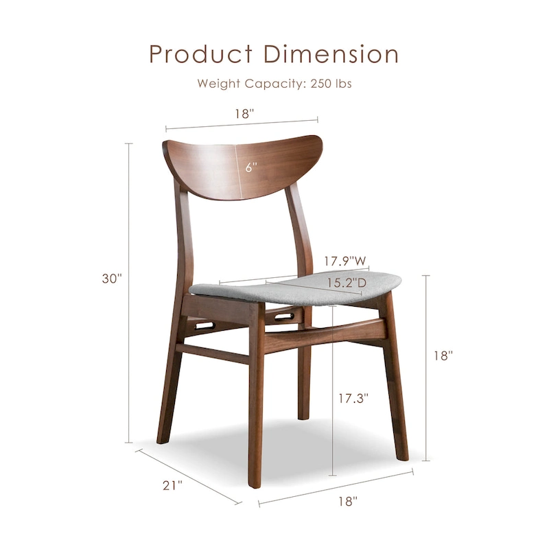 Furniture of America Beck Mid-century Walnut Padded Dining Chairs (Set of 2)