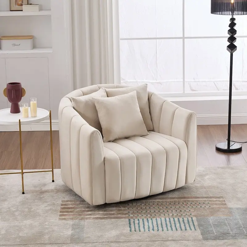 40.35W Upholstered Oversized 360 Swivel Accent Barrel Chair