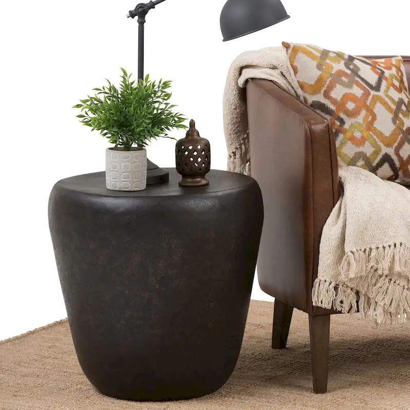 Industrial Metal Accent Side Table, Fully Assembled - 20 W x 20 D x 22 H