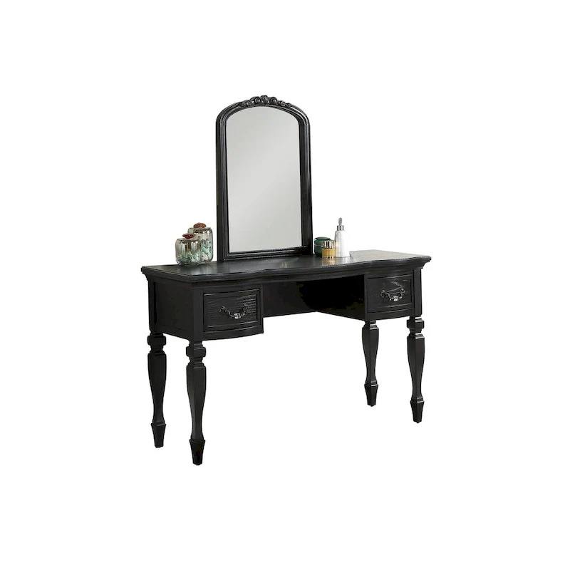 Rubber Wood Vanity Set with Stool
