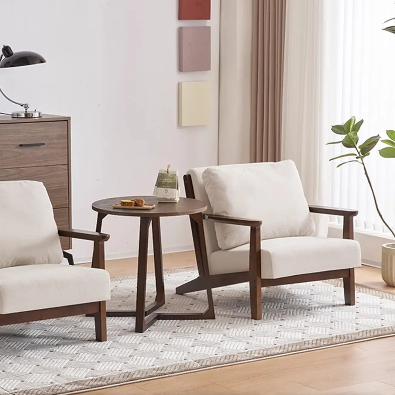 Modern Arm Chair Cotton Linen Living Room