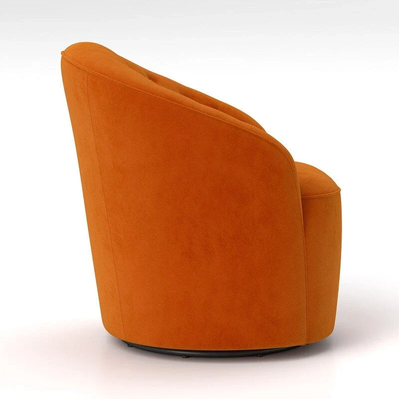Velvet Upholstered 360 Degree Swivel Barrel Chair with Button Tufted Back